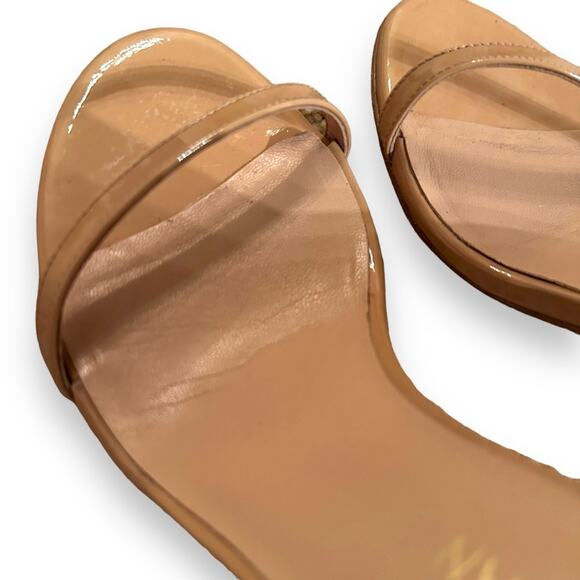 Stuart Weitzman Nudistrong Patent‎ Leather Ankle Wrap High Heel Sandals Sz 9.5 - Picture 4 of 13